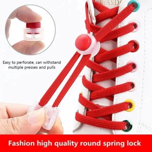 1 Pair No Tie Spring Buckle Quick Lock Laces of Colorful Elastic Sneaker Laces Mens and Womens Loafer Laces Shoe Accessories