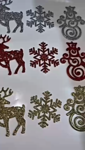 [ 11 PCS ] SNOWFLAKE SALJU GLITTER HIASAN POHON NATAL snow flake AKSESORIS metalik kilat MURAH ORNAMENT dekorasi emas