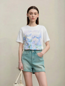 AMII | Monet Style Print Loose Casual T-shirt