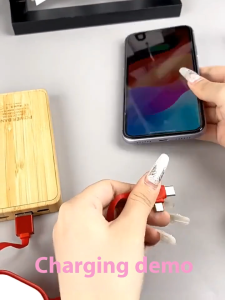 6A สายชาร์จเร็ว 3 In 1 พับเก็บได้ พร้อมพอร์ตชาร์จ Type-C Micro Usb ios และขาตั้งโทรศัพท์