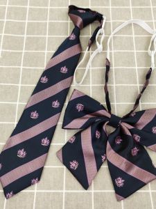 ผ้าพันคอผู้หญิงสไตล์ญี่ปุ่น JK ขนาดใหญ่ ไม่ต้องผูก โบว์ผีเสื้อ ชุดนักเรียน การแสดง ผ้าพันคอผู้หญิงสีชมพู