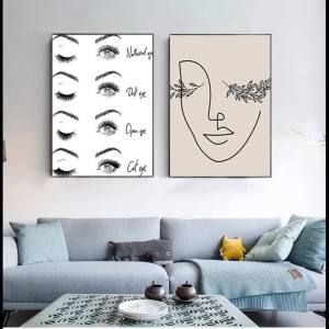 BILIBILI | Thời Trang Hiện Đại Nối Mi In Canvas Tranh Thẩm Mỹ Viện Trang Trí Unframed Bắc Âu Poster Quà Tặng Cho Bé Gái Hoạt Hình Chủ Đề
