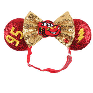 Herocross | Disney Anime Cars Ears Elastic Headbands For Women Sequins Bow Adjusted Headbands Hair Accessories Kids Headwear Carnival Gift