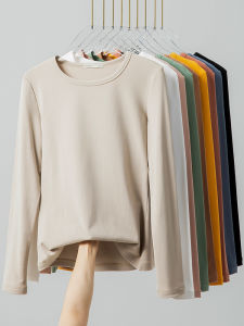 Womens Slim Fit Long Sleeve Modal Base Shirt Inner Wear T-Shirt round Neck Top for Autumn Season Pure Color Base Layer Tee