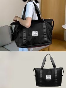 Large Capacity Foldable Womens Travel Bag Handheld Short Trip Carry-On Luggage with Pull Rod Delivery Preparation Storage Bag