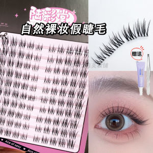 Natural Looking Single Cluster Segmented Transparent Stem False Eyelashes Easy to Use Curly Enhance Daily Makeup for Women