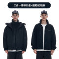 BJHG Casual Red Fleece Jacket Men's Spring Autumn Loose Fit Couple's Style Polyester Fiber Long Sleeve Zipper Closure Coat. 