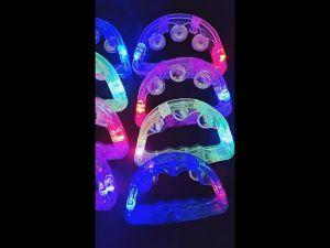 2pcs Clear LED Light up Musical Flashing Tambourine for Teenagers Adults Wedding Party Favors