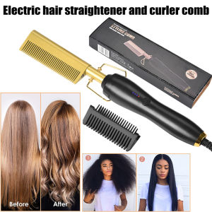 Nóng bắng điện lược Máy ép tóc cho tóc giả 3 lớp nhiệt độ lược làm thẳng cho tóc afro dày RÂU nóng chống bỏng xách tay uốn máy duỗi