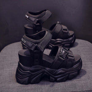 Dad Sneakers Womens New 2026 Summer Thick Heel Heightening Shoes Magic Tape Platform INS Trendy Shoes Korean Style Pure Color
