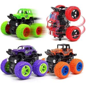 Friction Powered Monster Trucks for Boys Push and Go Vehicles Toy Inertia Vehicle Stunt On-Road Vehicle Great for Birthday Gift