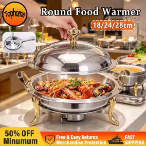Stainless Steel Alcohol Stove Dry Pot Chafing Dish Food Warmer with Lid and Anti-Scalding Handle for Home Restaurant Catering Parties and Camping
