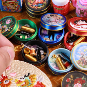 Miniature Retro Chinese Style Sewing Box Model for Imaginative Play Grandmother Scene Simulation Microature Playset for Ages 14+