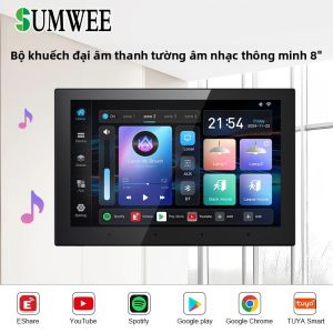 Hệ Thống Âm Thanh Nhạc Thông Minh 4 Vùng Điều Khiển Bằng Android 11 Amply Âm Tường Tích Hợp Bluetooth TUYA Màn Hình Cảm Ứng 8 Inch Bộ Nhớ 4+32G