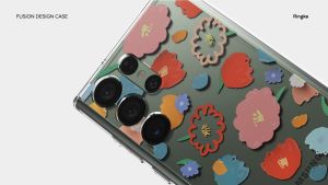 [Ori] Ringke [FUSION DESIGN] Samsung Galaxy S23 Ultra Clear Back with Floral Design Shockproof TPU Bumper Phone Case