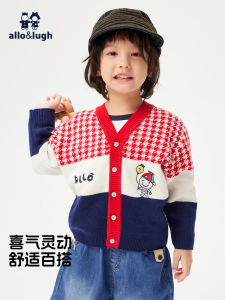 เสื้อสเวตเตอร์ถักสีแดงสำหรับเด็กชายฤดูใบไม้ผลิ 2025 เสื้อคาร์ดิแกนเปิดสำหรับเด็กชาย เสื้อผ้าเด็ก ชุดเด็ก เสื้อผ้าเด็กชาย เสื้อผ้าเด็กชาย