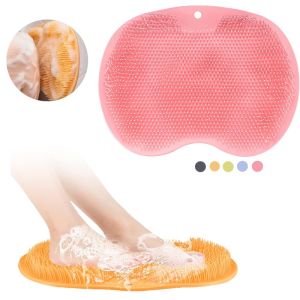 Exfoliating Shower Massage Mat Back Scraper Cleaning Brush Shower Feet Cleaner Wash Mat Sucker Wall Mat Rub Foot Arms Body Bath