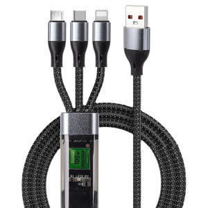 3in1 Automotive Cell Phone Chargers Accessory 120W Type-C USB Super Fast Charge Cable
