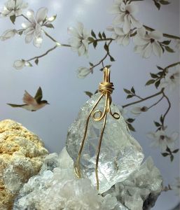 C015一物一图天然水晶白阿赛塞斯特莱手工绕线吊坠Natural Crystal Quartz Azeztulite Pendant