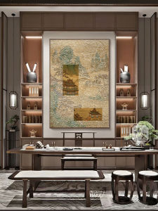 New Chinese Style Tea Room Zen Decorative Painting National Landscape Hotel Entrance Restaurant Scenery 3D Relief Texture Hanging Artwork