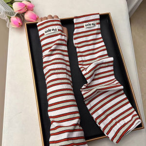 Womens Summer Thin Sun Protection Sleeve Covers Ice Sleeve Driving Arm Protection Long UV Protection Striped Arm Covers