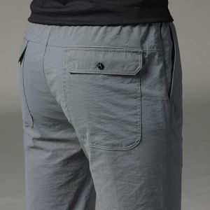 Mens Summer Thin Casual Pants Loose Straight Leg Elastic Slimming Breathable Slim Fit Fashionable Cufflinks Pants