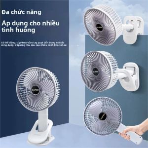 Quạt Điện Không Dây Di Động Với 3 Bánh Răng Tay Kẹp Tuần Hoàn Cho Cắm Trại Để Bàn Văn Phòng Sử Dụng Có Thể Sạc Lại Đế Có Thể Tháo Rời Bao Gồm