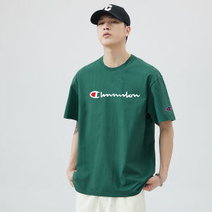 Champion Basic Mens T-Shirt Pure Cotton Short Sleeve Loose Fit round Neck Summer Casual Fashion Urban Style Five-Quarter Sleeve