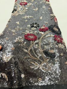 OLEVO | New African Handmade Beads Lace Fabric High Quality French Luxury Sequins Embroidery Nigerian Velvet Net Lace For Wedding Dress