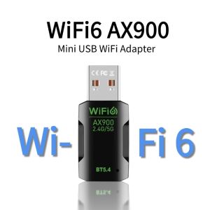 900Mbps WiFi 6 USB Adapter 2 in 1 Bluetooth 5.4 Wifi 6 Network Card 2.4G 5G Wireless USB Dongle Receiver Free Driver For PC