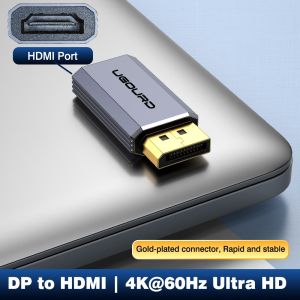 UGOURD DisplayPort DP to HDMI Adapter Male to Female 4K 60Hz 30Hz 2K 144Hz UHD Audio Sync Plug & Play for Laptop Gaming Monitor