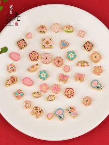 Traditional Gold Jingbai Sand Gold Crystal Bracelet Womens Style Four Leaf Clover Peach Blossom Small Flower Lotus Gourd DIY Accessories