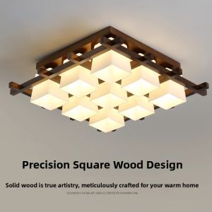 XISHANGJIAXI | Walnut Color Simple Retro Zen Glass Ceiling Light