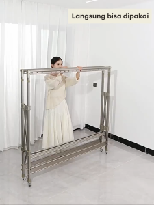 Rak Gantungan Baju Aluminium Stainless Jemuran Baju Lipat Jemuran Baju Tinggi Dapat Disesuaikan