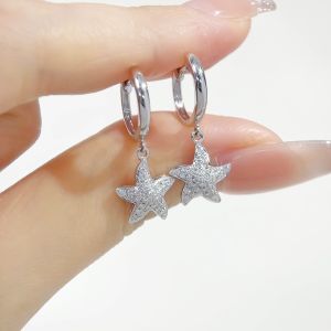 LAZO DIAMOND Dancing Star Luxe Pavé Diamond Hoop Earrings in 9k White Gold