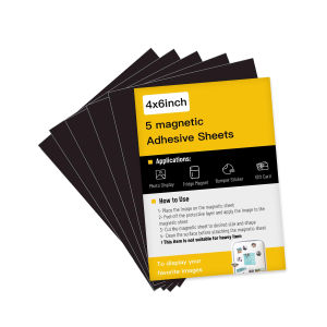 5 Sheets 4R 16Mil Flexible Magnetic Sheets with Adhesive Backing 4x6 Inches Self Adhesive Stic Magnetic Sheets for Refrigerator