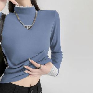Lieoyuarn | Autumn Winter Long Sleeve Slim Fit Lace Half High Collar Undershirt