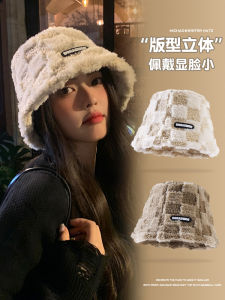 Hat Womens Autumn and Winter 2023 New Arrival Plush Fisherman Hat Warm All-Matching Big Head Circumference Bucket Hat Bucket Hat Makes Face Look Small