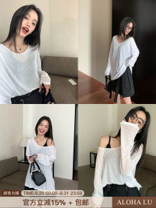 Loose Long Sleeve Womens T-shirt Summer New Style Sun Protection Shirt Lazy Style round Neck Casual Comfortable Top