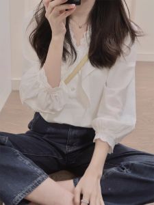 Lace V-Neck Blouse Shirt