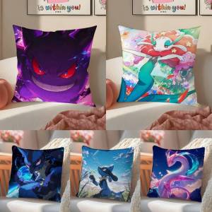 Bandai | Pokemon Vaporeon Anime Plush Pillow Cover Soft Short Plush Cushion Cover For Sofa Bedroom Home Decor Gift Decoration
