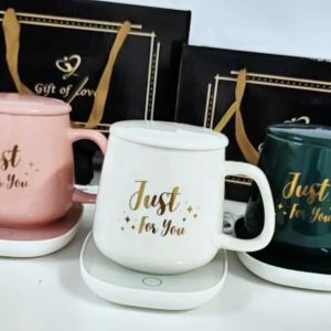 【EONMIR】LOVE Thermostatic USB Mug Warmer Coffee Mug Coaster Keep Warm Customize Wedding Gift Box Set Ceramic Cup Temperature