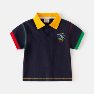 Polo Shirt for Boys Dinosaur Print Short Sleeves