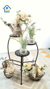 3-Layer Disc Flower Rack Cart Plant Stand Flower Pot Plant Holder Display