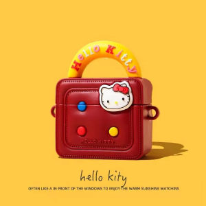 Sanrio | Funny Cartoon Briefcase Hello Kitty Silicone Earphone Case For Airpods 1 2 3 4 Pro Pro 2 Cute Handbag Accessories Cover