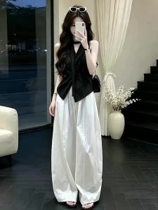 SENWA | Sleeveless Gingham Top and Wide Leg Pants Set