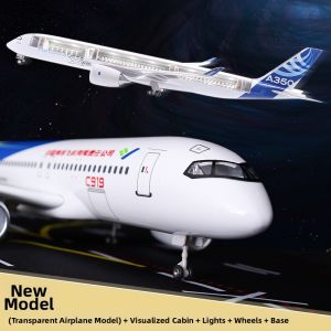 Mô Hình Máy Bay Có Đèn và Cánh Hành Lộ Bằng Hợp Kim 47cm