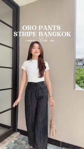 Oro Pants Stripe Bangkok Kekinian - Celana Wanita Murah anti kusut - Celana Panjang Korean Style