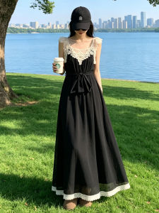 LIRUSHAN | Vacation Style Slimming Black Lace Dress
