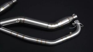 Cổ pô bầu hơi 2 khúc Inox 304 gắn Honda CBR 150 họng 51mm